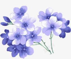 蓝色古典水墨花朵植物素材