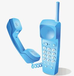 蓝色电话机拿起的电话高清图片