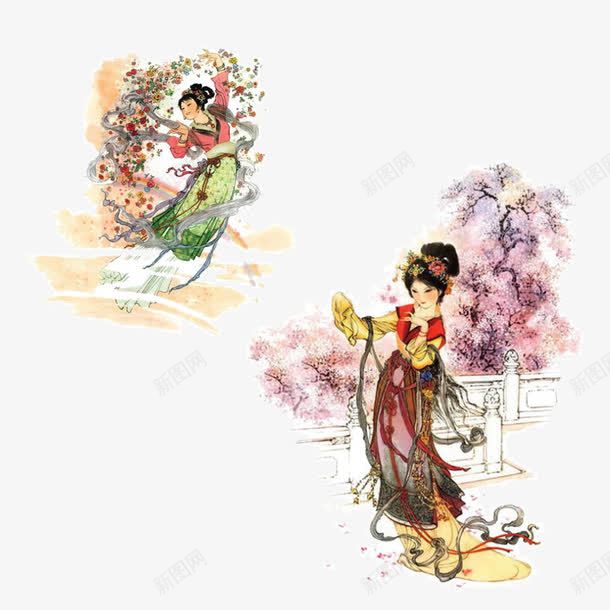 中国古典美女插画png免抠素材_新图网 https://ixintu.com 中国风 古典美女 手绘美女 美女插画