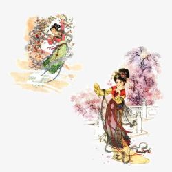 中国古典美女插画素材
