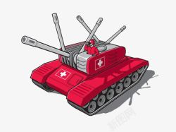 红色多炮筒坦克素材