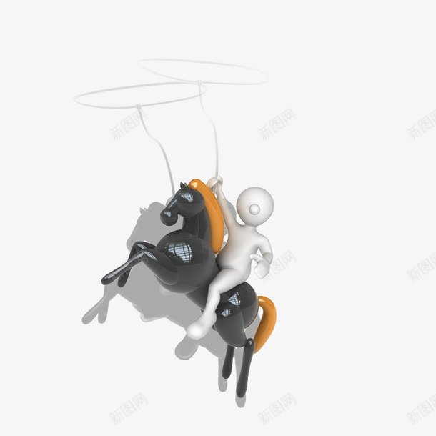 3D小人psd免抠素材_新图网 https://ixintu.com 3D 3D小人 电子商务 白色小人 骑马的小人