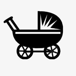 黑色婴儿车手绘婴儿车高清图片