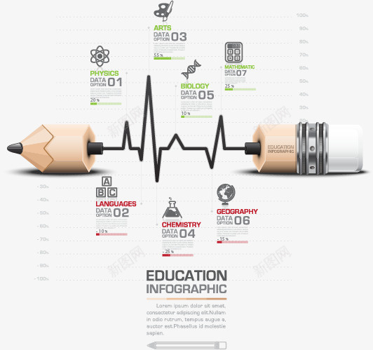 时尚铅笔信息图表png免抠素材_新图网 https://ixintu.com 信息 商业 图表 时尚 铅笔