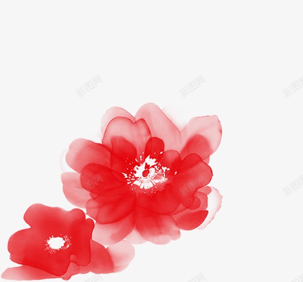 红色手绘水彩花朵装饰png免抠素材_新图网 https://ixintu.com 水彩 红色 花朵 装饰