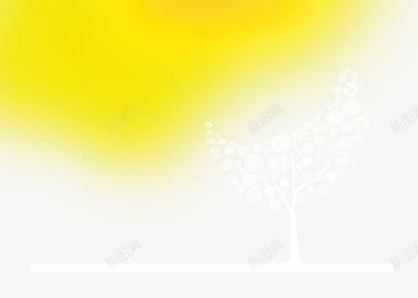 黄色背景白色树木png免抠素材_新图网 https://ixintu.com 树木 树杆 白色 素材 黄色背景