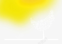 黄色背景白色树木素材