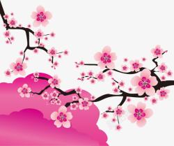 手绘粉色桃花图案素材