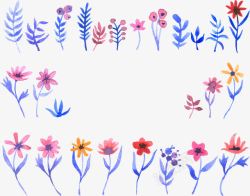 水彩小野花标题框素材