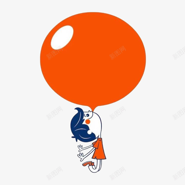 小孩气球psd免抠素材_新图网 https://ixintu.com 卡通 小孩 橙色 气球