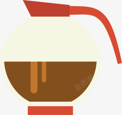 咖啡壶红色咖啡元素高清图片