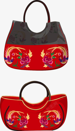 中国风的手提包中国风传统红色手提包矢量图高清图片
