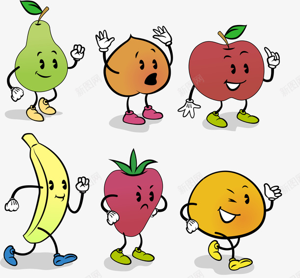 6款可爱表情水果矢量图ai免抠素材_新图网 https://ixintu.com 可爱 水果矢量 水果素材 水果表情 表情 矢量图