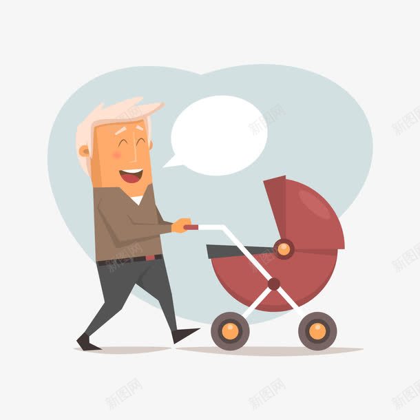 卡通推婴儿车的男子png免抠素材_新图网 https://ixintu.com 卡通 卡通素材 婴儿车 男子