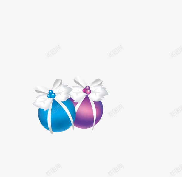 圣诞装饰小球png免抠素材_新图网 https://ixintu.com 卡通 圣诞小球 小球 彩色 蝴蝶结
