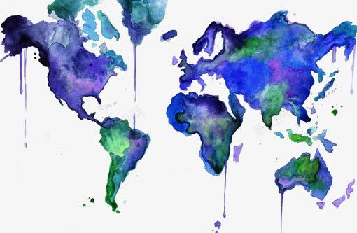 蓝色世界地图png免抠素材_新图网 https://ixintu.com 地理 手绘 水墨