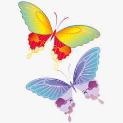 翩翩起舞的彩色蝴蝶矢量图素材