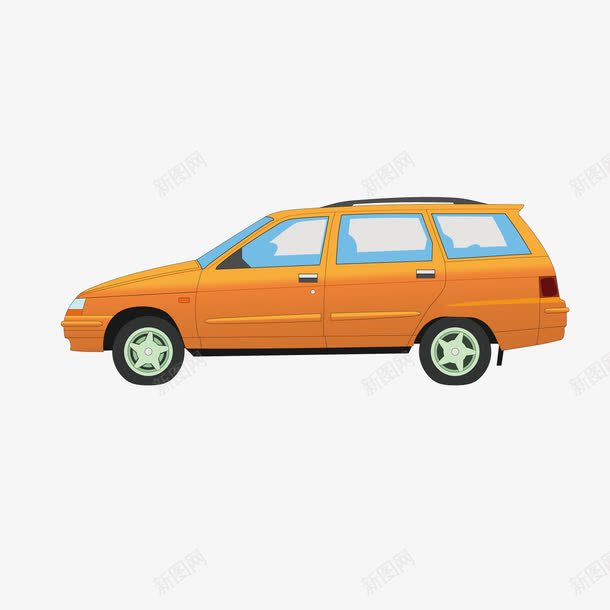 橙色小轿车png免抠素材_新图网 https://ixintu.com 商务 多座 橙色 轿车