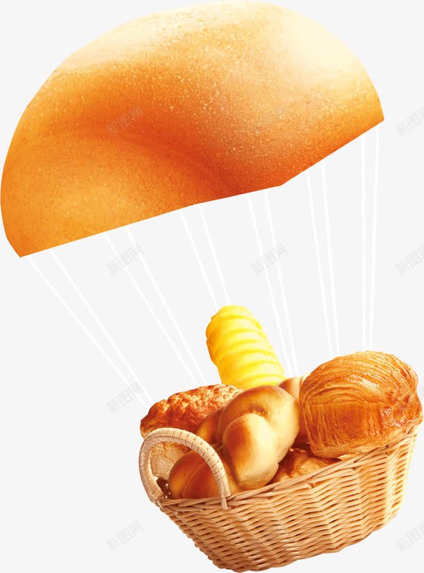 竹篮里的面包png免抠素材_新图网 https://ixintu.com 大块面包 竹篮 面包