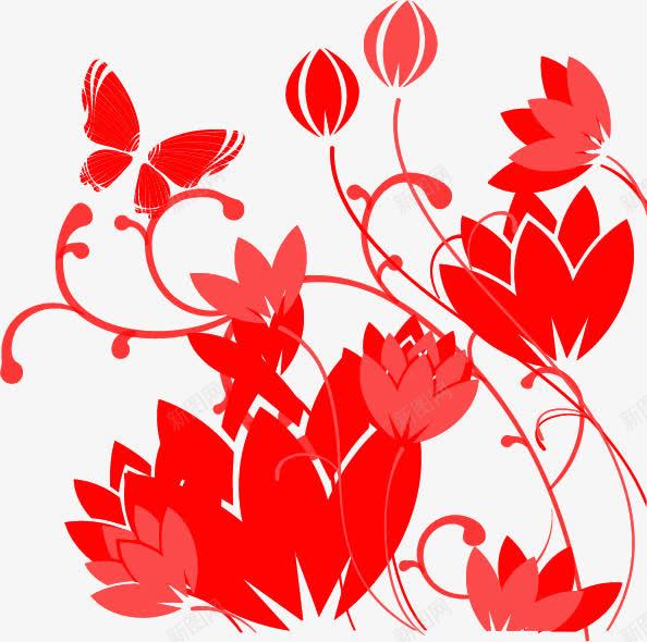 创意手绘合成红色的花卉纹理图案png免抠素材_新图网 https://ixintu.com 创意 合成 图案 红色 纹理 花卉