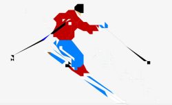 滑雪手绘画素材