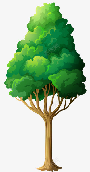 卡通大绿树png免抠素材_新图网 https://ixintu.com 植物 绿树 绿色