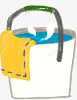 手绘油彩画提桶水桶素材
