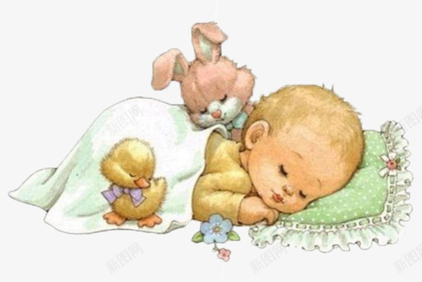熟睡的婴儿png免抠素材_新图网 https://ixintu.com 创意 卡通 婴儿 手绘
