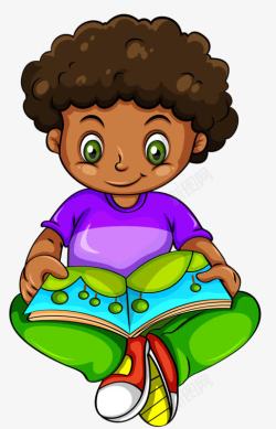 紫色皮肤看书的男孩高清图片