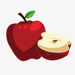 扁平苹果一半苹果红色矢量图素材