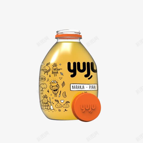 橙子漫画瓶子包装png免抠素材_新图网 https://ixintu.com 产品实物 手绘 玻璃瓶