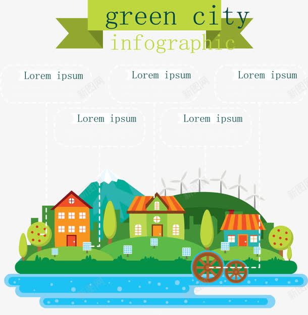 创意绿色城市信息图png免抠素材_新图网 https://ixintu.com 城市 城市创意 城市矢量 绿色城市 绿色矢量
