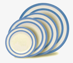 蓝白色圆形陶瓷盘子素材