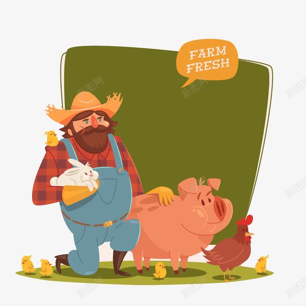 农夫和牲畜png免抠素材_新图网 https://ixintu.com 兔子 卡通 猪