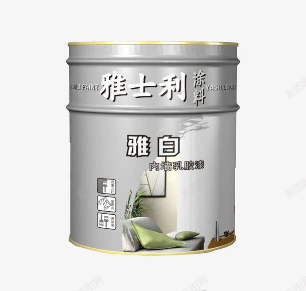 雅士利涂料png免抠素材_新图网 https://ixintu.com 产品实物 刷墙用 涂料 灰色罐装漆 白色漆料 雅白色