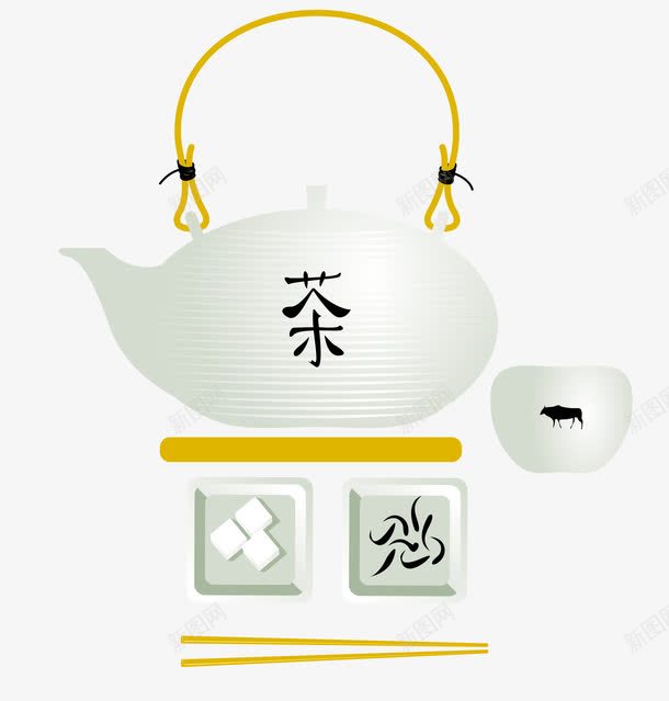 风雅的茶壶茶杯png免抠素材_新图网 https://ixintu.com 中国风 茶壶 茶杯 茶艺