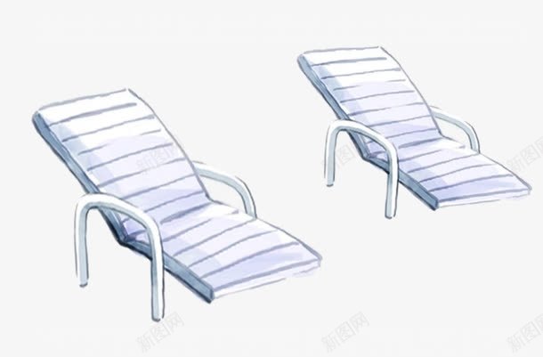 两把躺椅png免抠素材_新图网 https://ixintu.com 手绘 扶手 白色 躺椅