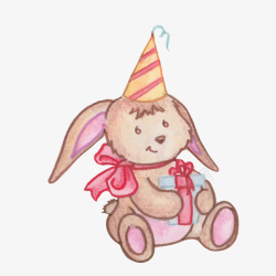 彩绘兔子矢量图可爱兔子生日贺卡矢量图高清图片
