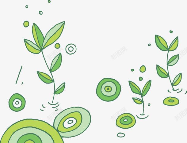 手绘绿色创意植物树叶荷塘png免抠素材_新图网 https://ixintu.com 创意 树叶 植物 绿色 荷塘