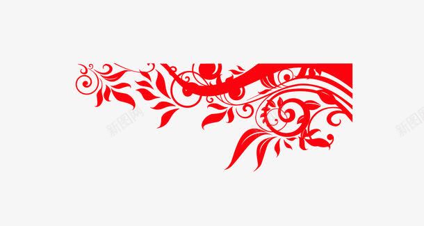 红色花边缭乱png免抠素材_新图网 https://ixintu.com 手绘 红色 缠绕 花边 装饰图案