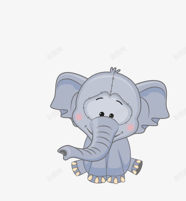 灰色卡通动物小象png免抠素材_新图网 https://ixintu.com 卡通动物 小象 灰色小象 矢量小象