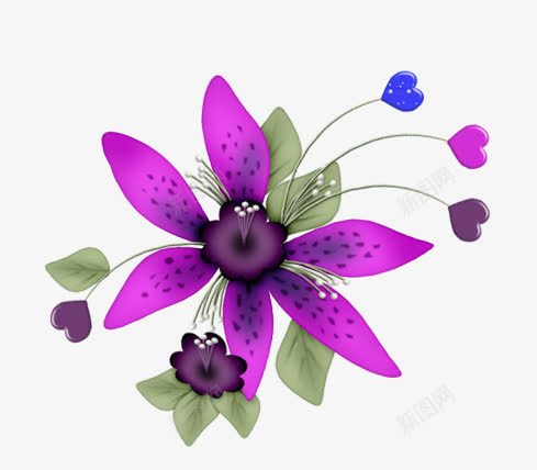 紫色手绘装饰花朵png免抠素材_新图网 https://ixintu.com 手绘 紫色 花朵 装饰