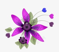 紫色手绘装饰花朵素材