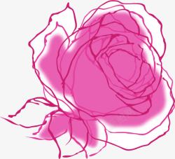 手绘粉色线条玫瑰素材