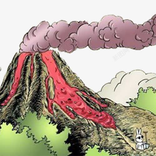 火山爆发png免抠素材_新图网 https://ixintu.com 动物 卡通岩浆 山脉 岩浆 植物