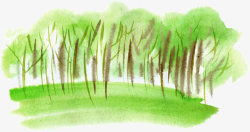 水彩绘树林矢量图素材