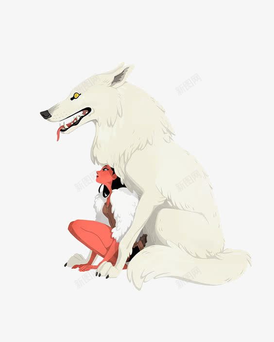 白狼png免抠素材_新图网 https://ixintu.com 创意狼插画 动物 卡通白狼 手绘白狼 野狼