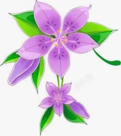 紫色卡通花卉素材