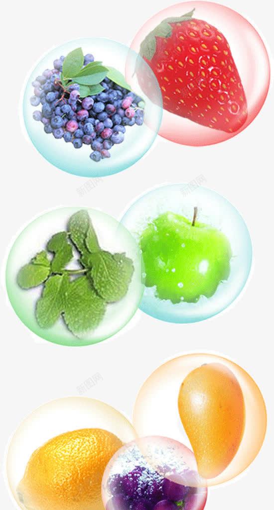 泡泡里的各色水果png免抠素材_新图网 https://ixintu.com 各色 晶莹 水果 泡泡 透明