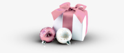 粉色礼物盒和装饰球素材